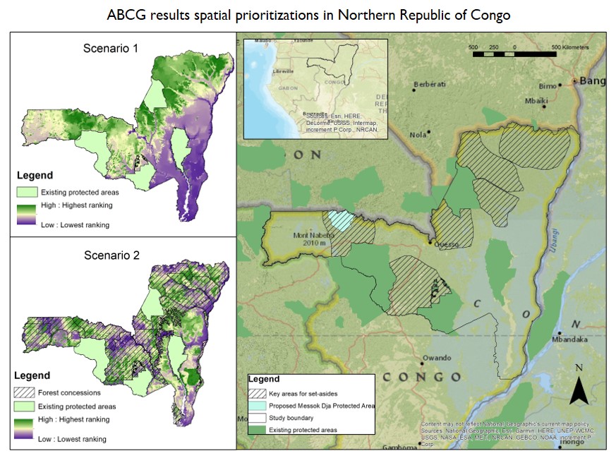ABCG LUM Results of the spatial prioritizations in Northern Republic of Congo, 2018