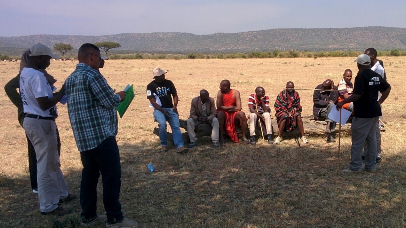 Community interview, Maasai Mara, Kenya. Photo Credit: Nikhil Advani, WWF