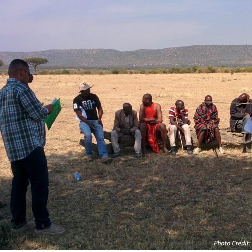 Community interview, Maasai Mara, Kenya. Photo Credit: Nikhil Advani, WWF