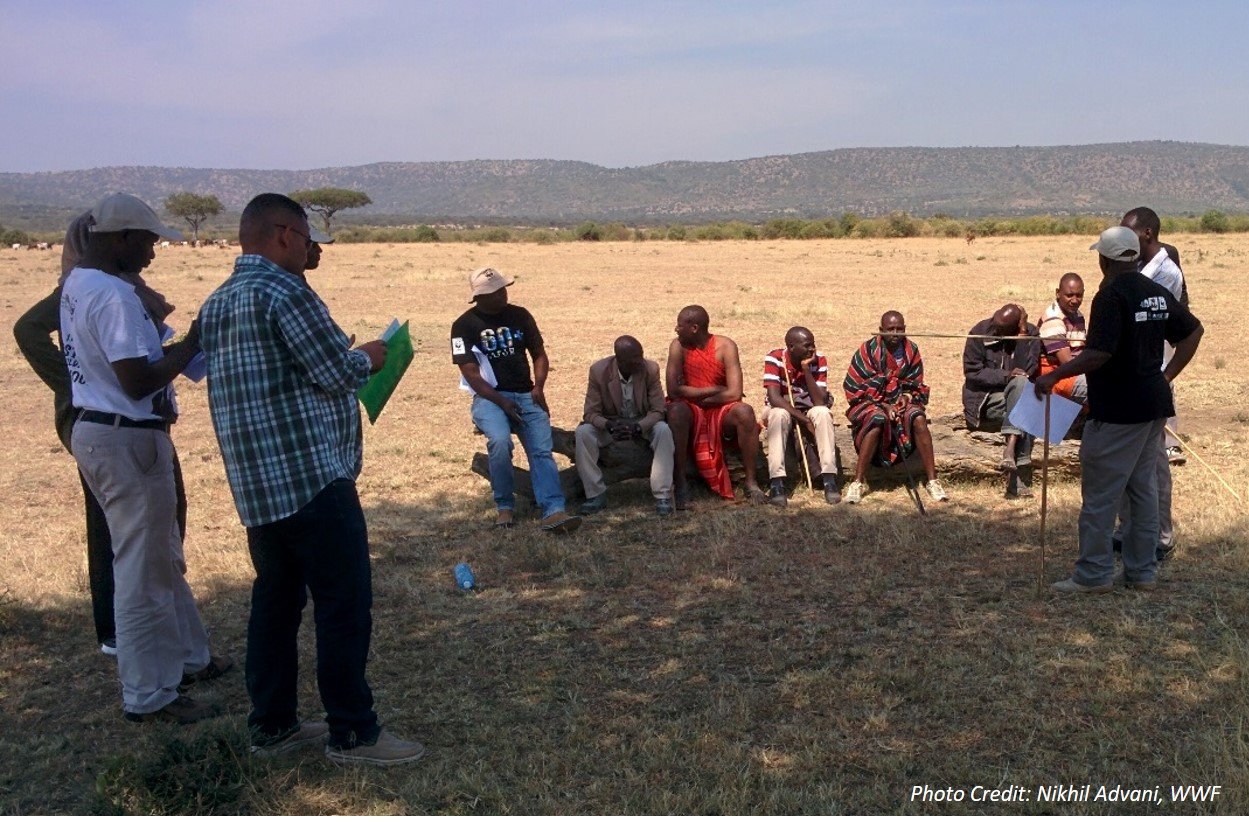 Community interview, Maasai Mara, Kenya. Photo Credit: Nikhil Advani, WWF