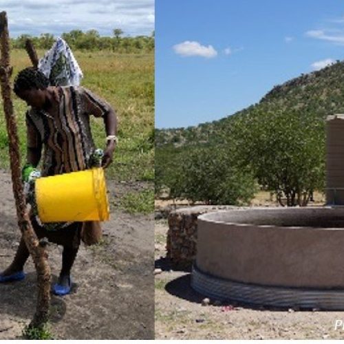 Construction of wells and water tanks help communities maintain water supplies in times of drought, Kenya. Photo credit: Nikhil Advani, WWF