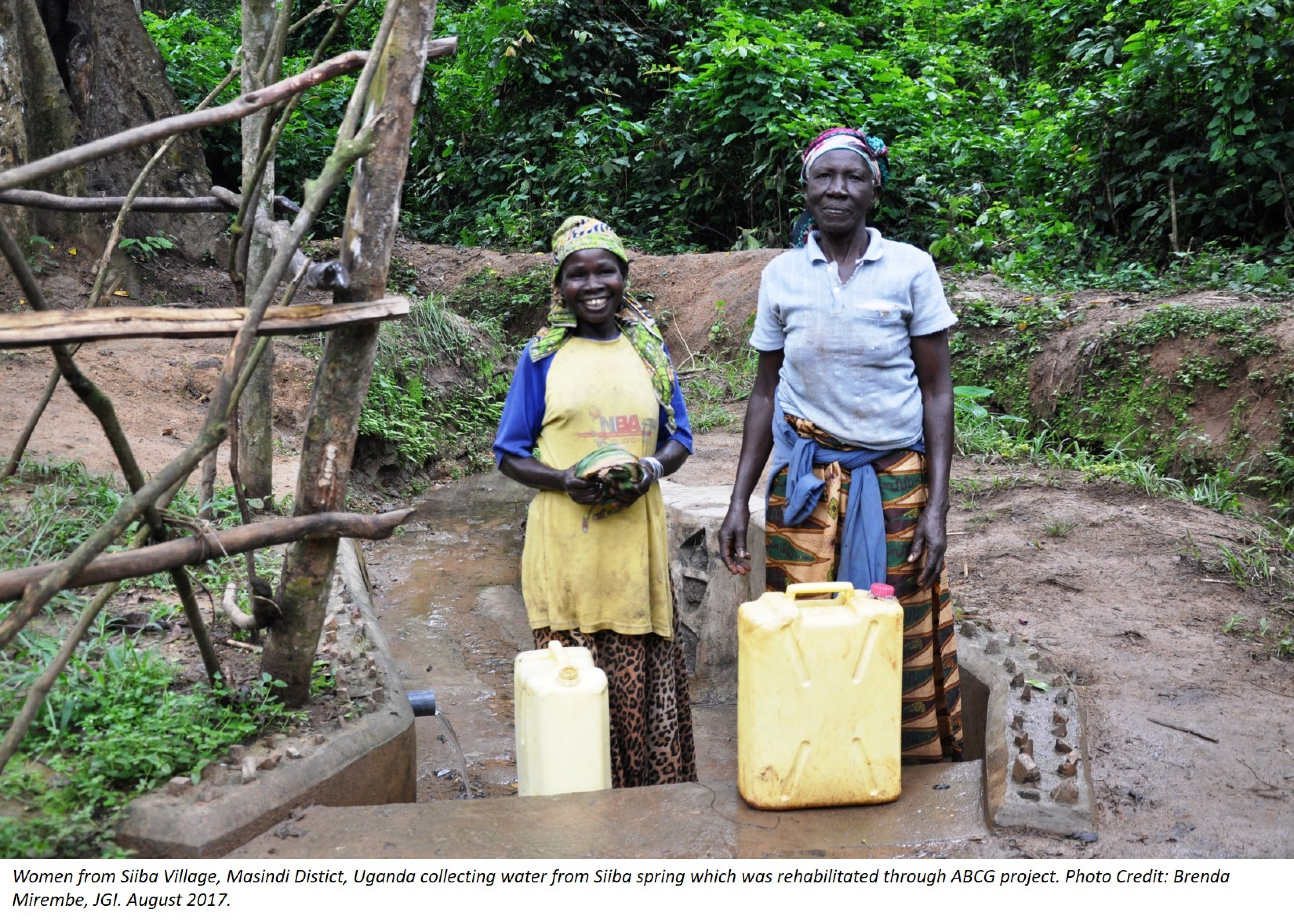 Women from Siiba Village, Masindi Distict, Uganda collecting water from Siiba spring which was rehabilitated through ABCG�s project